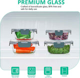 KOMUEE 24 Pieces Glass Food Storage Containers Set,Meal Prep Containers-Stackable Airtight Glass Storage Containers with lids,Freezer, Microwave, Oven Safe,Gray