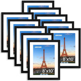 FIXSMITH 8x10 Picture Frame Set of 2, Photo Frame with HD Plexiglass, Display Pictures 5x7 with Mat or 8x10 Without Mat Multi Picture Frames Collage for Tabletop or Wall Display, Black