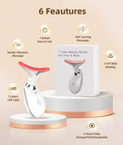 7 Color Face and Neck Massager Light Therapy, Red Light Based Facial Massager for Skin Care, Smoothing, Firming (White)