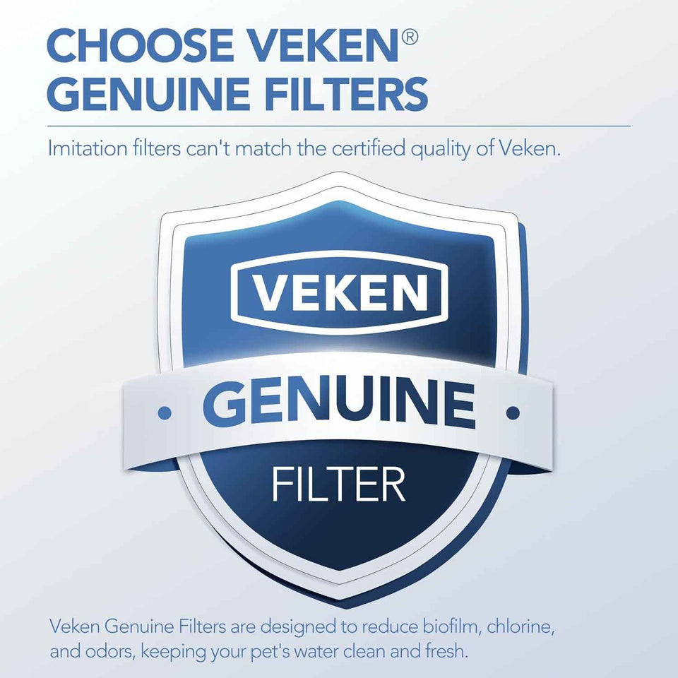 veken 8 pack replacement filters & pre-filter sponges for 50oz to 108oz cat water fountains
