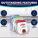 ELTOW 4-Pack 3-Compartment Plastic Snack Organizer with Removable Dividers for Pantry and Fridge Storage