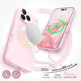 GolbinBox Magnetic for iPhone 17 Pro Max Case, Compatible with MagSafe, [Full Camera Protection] [Screen Protector], Silicone Shockproof Phone Cover with Anti-Scratch Microfiber Lining, Chalk Pink