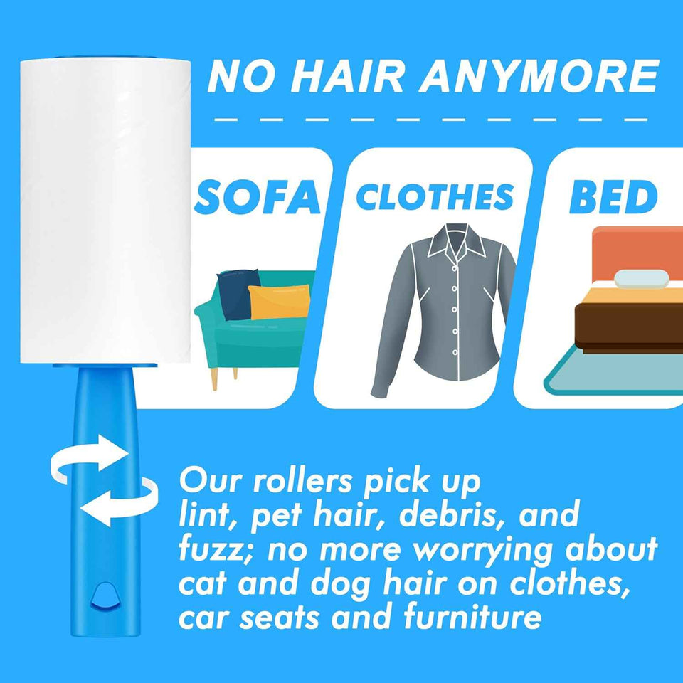 Extra sticky lint roller mega value set 400 sheets for pet hair removal dog and cat lint remover for clothes furniture carpet