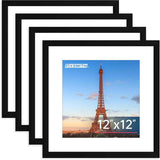 FIXSMITH 8x10 Picture Frame Set of 2, Photo Frame with HD Plexiglass, Display Pictures 5x7 with Mat or 8x10 Without Mat Multi Picture Frames Collage for Tabletop or Wall Display, Black