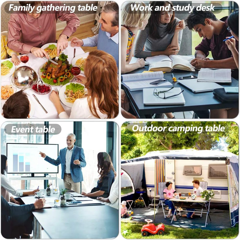 6FT Picnic Table Folding Table Camping Table Plastic Table Fold Up Table Lock for Party Event,White