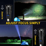 7-mode rechargeable flashlights, 2-pack, high lumens, adjustable, tactical LED flashlights