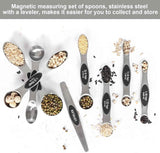 bidful magnetic stainless steel measuring spoons set with leveler, stackable metal tables and cups