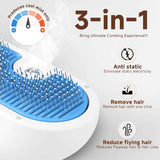 pet steam brush for dog and cat 3-in-1 steam grooming blue 1 waterless shampoo included