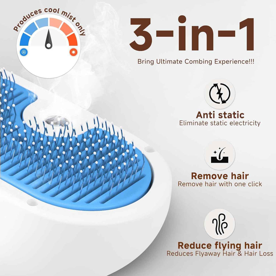 pet steam brush for dog and cat 3-in-1 steam grooming blue 1 waterless shampoo included