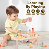 Montessori Wooden Sensory Play Table for Toddlers 1-3 Years, 8-in-1 Activity Center for 1-2 Year Old Girls and Boys