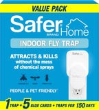 Safer Home Indoor Fruit Fly Gnat Trap with UV LED Lights - 400 Sq Ft Coverage - 1 Device + 5 StickyTech Glue Cards