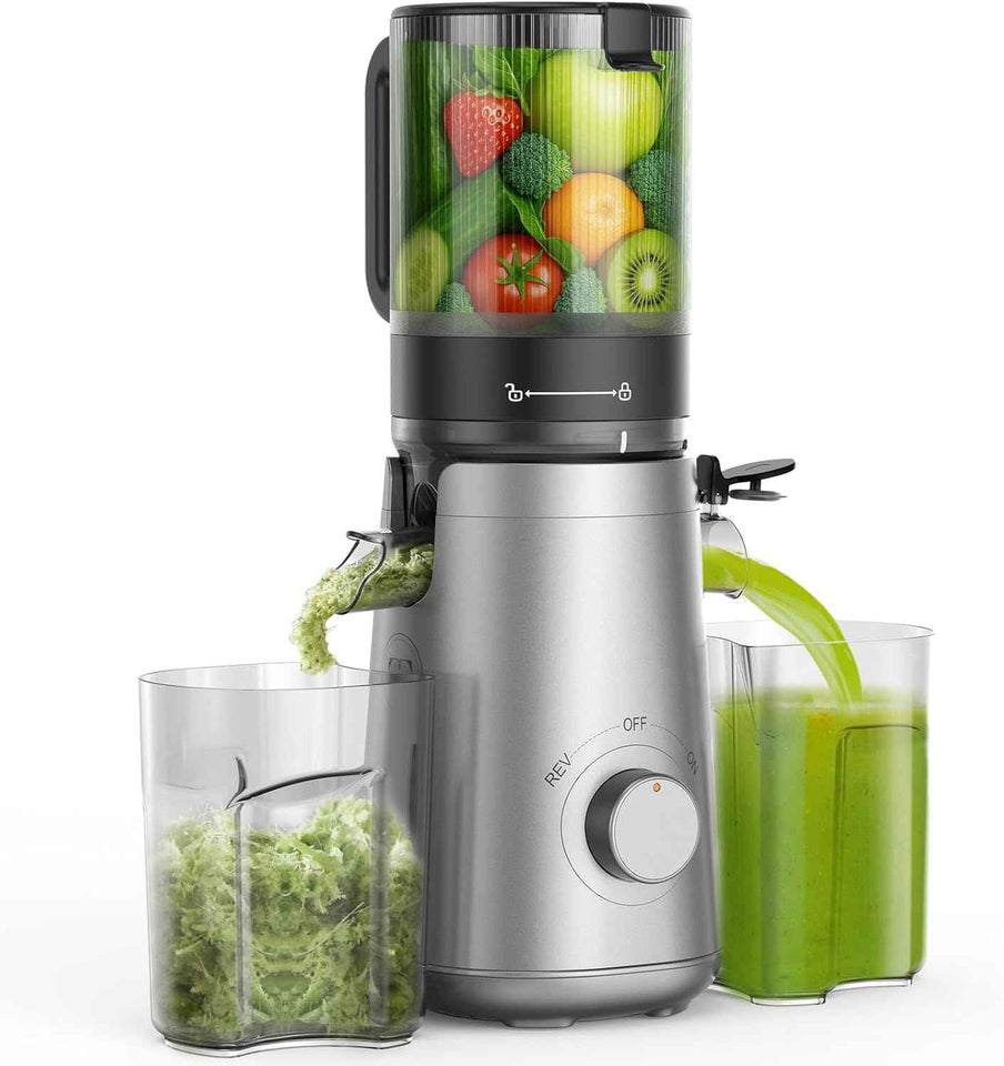 Juicer Machines, 5.3" Wide Feed Chute Cold Press Juicer for Whole Vegetables & Fruits, High Juice Yield, BPA Free (Slivery)