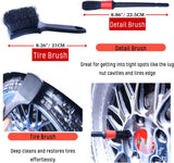 4-pack long handle wheel brush kit for cleaning wheel and tire with soft and stiff brushes