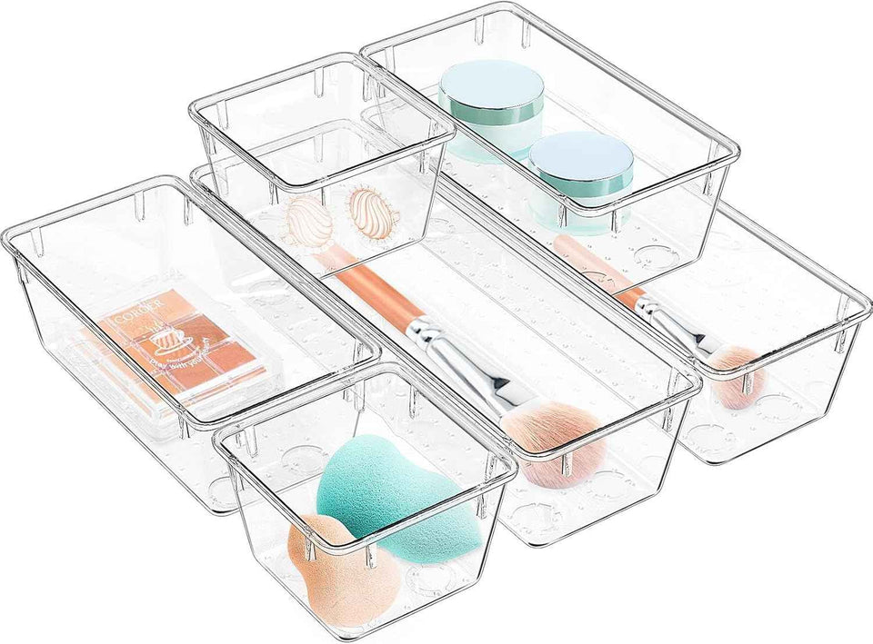 WOWBOX Clear 6-Pack Acrylic Drawer Organizer Set with Premium Material and Stackable Design
