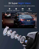 Avylet 2K WiFi dash cam with APP, External GPS, 1.5" IPS screen, WDR night vision, 24H parking monitor, loop recording, and G-sensor for cars