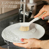 Bamboo dish scrubber brush set with built-in scraper for eco-friendly kitchen cleaning