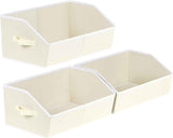 Closet Organizers Bins 6 Packs - Large Closet Shelf Organizer with Handles, Fabric Trapezoid Storage Bins, Collapsible Storage Cubes for Clothes, Towels, Light Gray