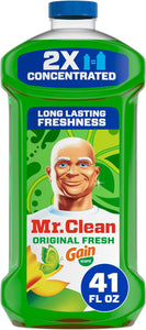 Mr. Clean All Purpose Cleaner, Floor Cleaner for Mopping Home, Bathroom, & Kitchen, Cleaning Liquid for Mop & Bucket, Cleaning Supplies, Multi-Surface Dilutable, Gain, 41oz