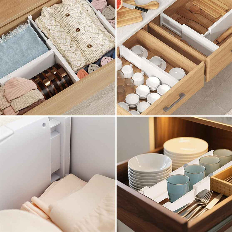 Drawer Dividers Dresser Drawer Organizer 3 Pack Adjustable Kitchen Drawers Divider Plastic Separators for Clothes Desk Office Storage