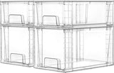 4 Pack Clear Stackable Storage Drawers for Under Sink, Kitchen, and Bathroom Organization