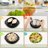 Chicken Shredder with Brush Chicken Shredder Tool Twist Stable Anti-Slip BPA Free Meat Shredder Tool Twist Ergonomic Handle Meat Grinder Dishwasher-safe Transparent Lid Black