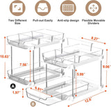 Delamu 2-Tier Bathroom Under Sink Organizer, Stackable Kitchen Pantry Organization, White, 2 Pack
