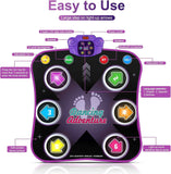 flooyes electronic dance pad for 3-12 year old kids with light-up 6-button wireless bluetooth music dance