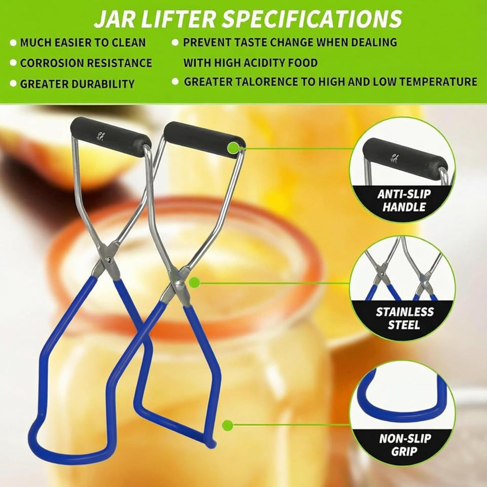 Supa Ant Canning Supplies Starter Kit (Food Grade) - Canning Kits Set for Beginners - 3 Pcs. Including Wide Mouth Jar Funnel, Magnetic Lid Lifter, Stainless Steel Jar Lifter (Assembled in USA) Blue