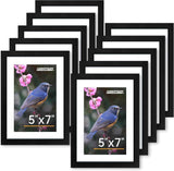 FIXSMITH 8x10 Picture Frame Set of 2, Photo Frame with HD Plexiglass, Display Pictures 5x7 with Mat or 8x10 Without Mat Multi Picture Frames Collage for Tabletop or Wall Display, Black