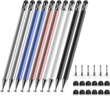 Bopomofo Stylus (5 Pcs), 2-in-1 Stylus Pen for Touch Screen, High Precision and Sensitivity, Suitable for iPhone/ipad/Android Tablets, Compatible with Touch Screens (Black/White/Blue/Rose Gold/Silver)