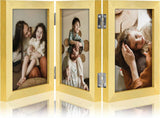 decorUhome Triple 4x6 Picture Frame Vertical, Engineered Wood Trifold Photo Frame with Plexiglass for Tabletop Display, 4x6, Black