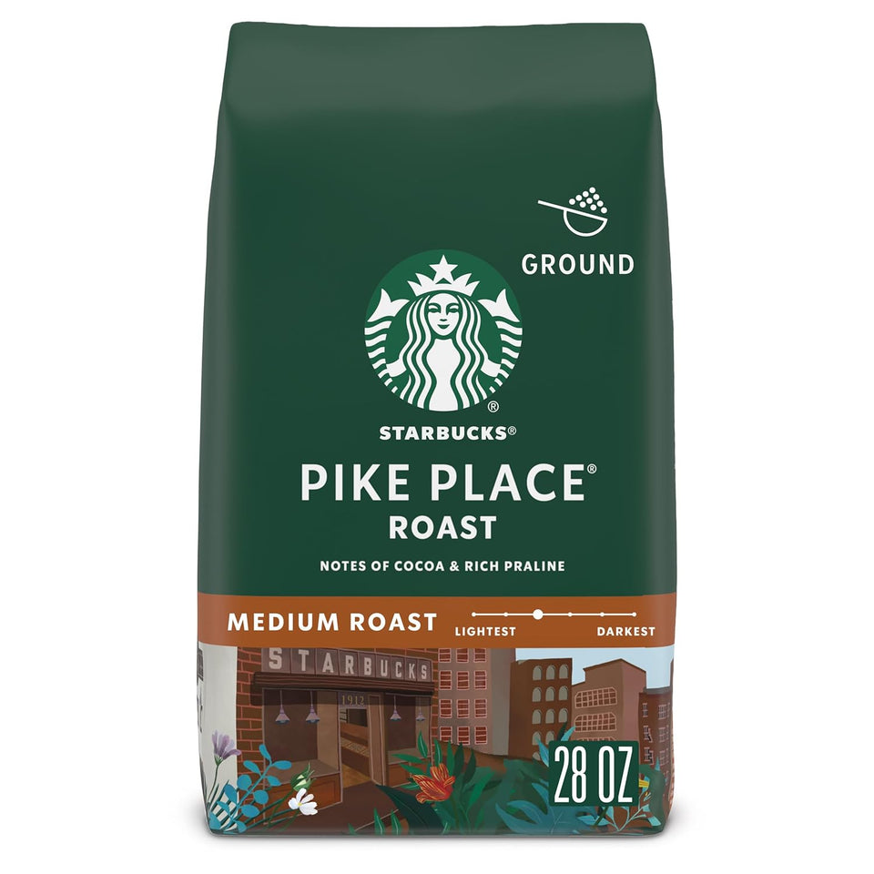 Starbucks Pike Place Roast medium roast ground coffee, 28 oz, hot or iced coffee