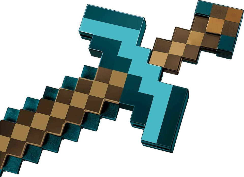 mattel minecraft transforming diamond sword & pick-axe kid-sized toy accessory for role-play