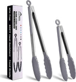 HOTEC Premium 7 & 9 Inch Kitchen Tongs, Stainless Steel Locking Cooking Tongs with Silicone Tips, Non-Scratch & Heat Resistant, Serving Tongs for Salad, BBQ, Classic Blue, Set of 2