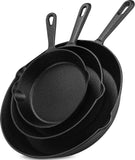 Utopia Kitchen 3-Piece Pre-Seasoned Cast Iron Skillet Set, 6-8-10 Inches, Black, Oven, Stove, Grill, Campfire Friendly
