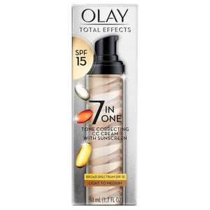 olay total effects tone correcting face moisturizer with spf 15, light to medium, 1.7 ounces for hydrating and protecting skin