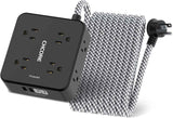 Surge Protector Power Strip - CHCORE 5Ft Braided Extension Cord with 8 Outlets with 4 USB (2 USB C) Charging Ports, Flat Plug Multi Plug Outlet Extender Charging Station for Home Office, ETL, White