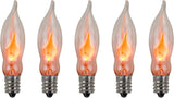 Creative Hobbies A101 Flicker Flame Light Bulb - 3 Watt, 130 Volt, E12 Candelabra Base, Nickel Plated Base - Dances with a Flickering Orange Glow | 5 Pack