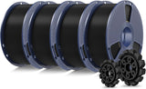 SUNLU PLA+2.0 3D Printer Filament Bundle, 4KG Upgrade PLA+ Filament 1.75mm, Tougher and Stronger, Dimensional Accuracy +/-0.02mm, 1KG per Spool, 4 Packs, 4KG Total, Black