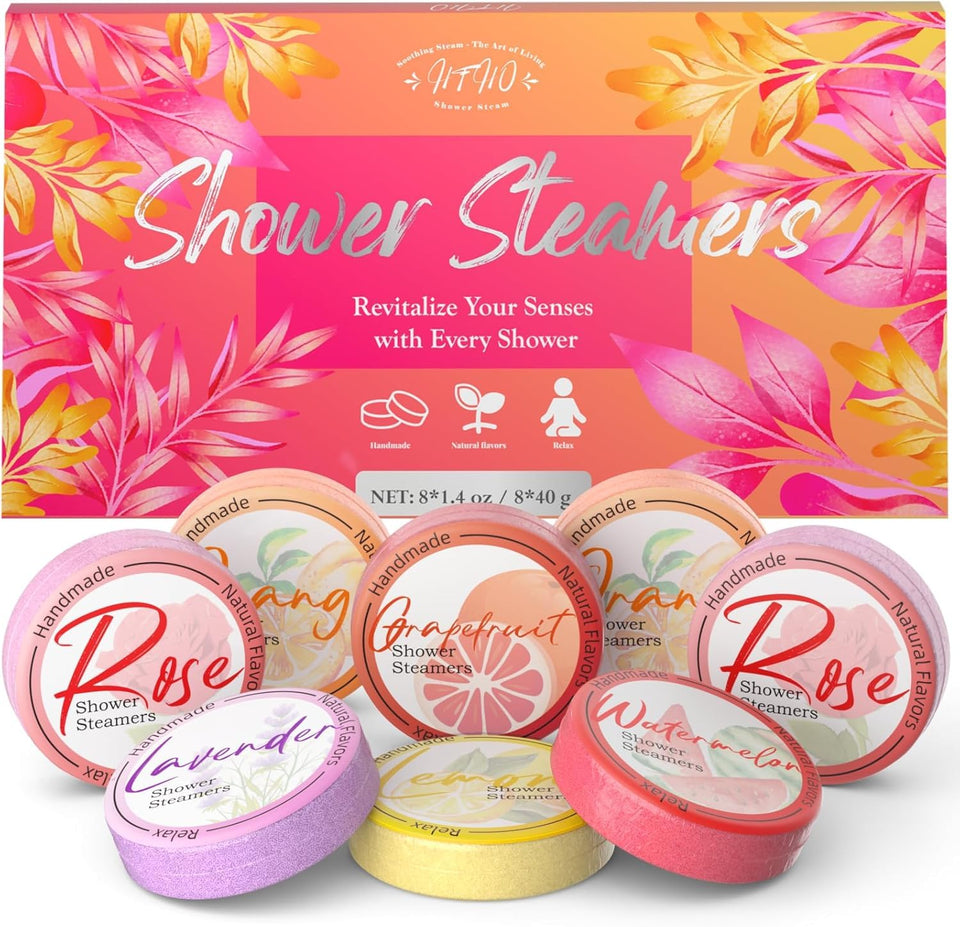 Shower Steamers Aromatherapy 8 Pack - Lavender and Eucalyptus Essential Oils, Self Care Gifts for Women and Men