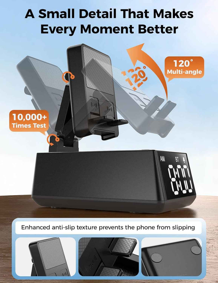 Bluetooth Speaker Birthday Gift for Men:Induction Cell Phone Stand HD Sound Valentines Gifts For Him Her Adult Teen,Anti-Slip Phone Holder Kitchen Gadget Women Mom Wife,Dad Husband Boyfriend(Black)