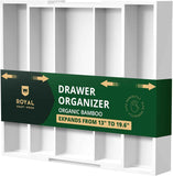 ROYAL CRAFT WOOD Luxury Bamboo Kitchen Drawer Organizer - Silverware Organizer, Utensil Holder & Cutlery Tray Drawer Dividers for Flatware (9 Slot, Natural)