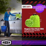 AIDEA 2PK Premium Chenille Microfiber Car Wash Mitts, Green, 7.12''x10.14''