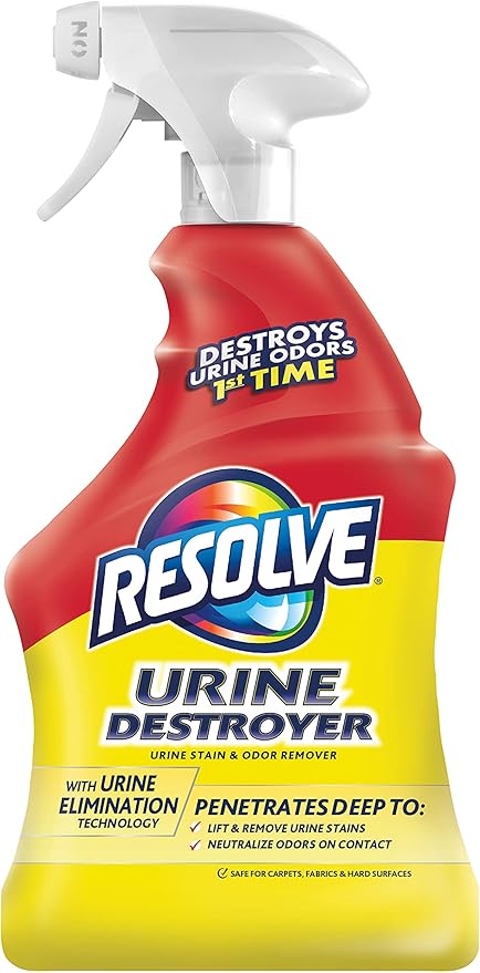 Resolve Urine Destroyer Spray – Pet Stain and Odor Remover, Carpet Cleaner Solution for Cat and Dog Urine, 32 Fl Oz