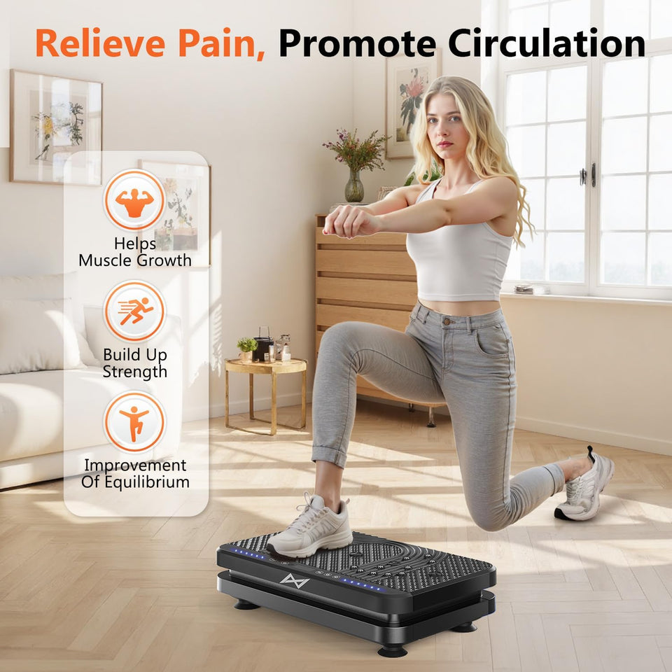 AXV Vibration Plate Fitness Platform Exercise Machine Vibrating Shaking Full Body Shaker Workout Vibrate Stand Shake Board Sport Gym for Weight Loss Fat Burner for Women Men