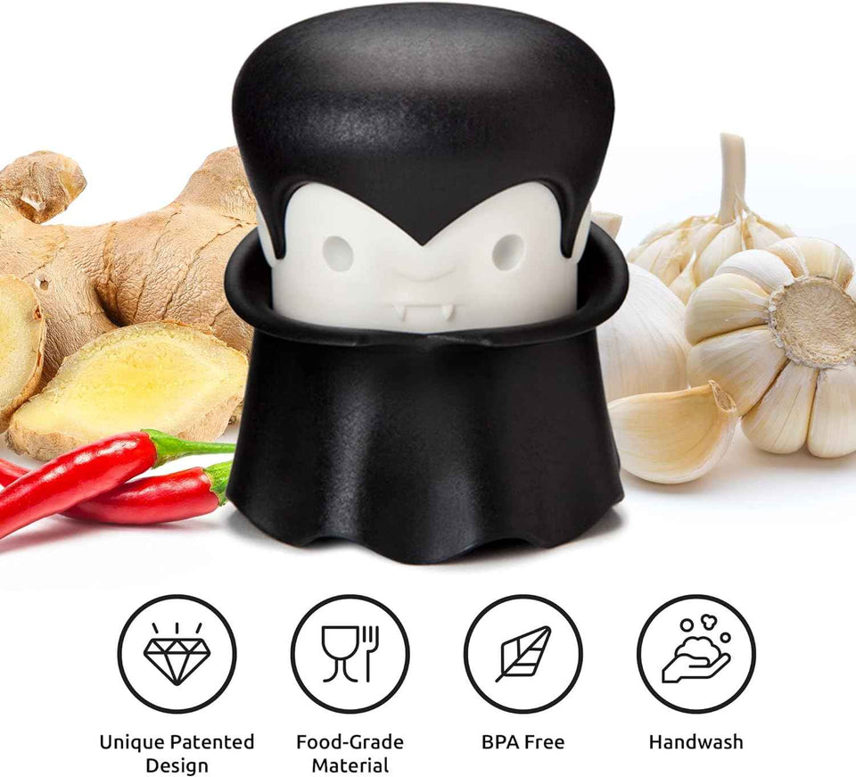 OTOTO garlic crusher and mincer for ginger, nuts, chili, herbs and goth kitchen gifts with twist top manual press peeler