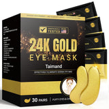 24K Gold Under Eye Patches (30 Pairs) for Puffy Eyes, Dark Circles, Wrinkles and Skin Revitalisation
