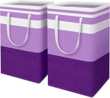 HomeHacks 2 Pack Large Laundry Baskets, Waterproof, Freestanding Laundry Hampers, Collapsible Clothes Hamper with Reinforced Handles in Laundry Room, College Dorm, Bathroom, Bedroom (Grey, 75Lx2)