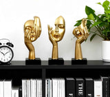 3 Pcs Thinker Statue,Modern Home Resin Sculptures,Collectible Figurines for Home Office Bookshelf Desktop Decor(Golden)