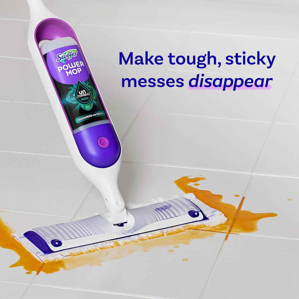 Swiffer PowerMop Floor Cleaning Solution with Unstopables Fresh Scent, PowerMop Refills, Floor Cleaner for Mopping, 25.3 fl oz, 2 Pack
